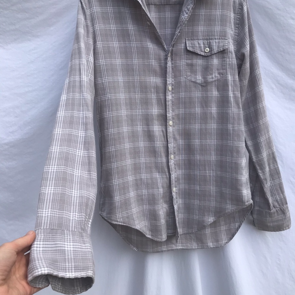 Club Monaco Gray Plaid Button-Up 100% Cotton